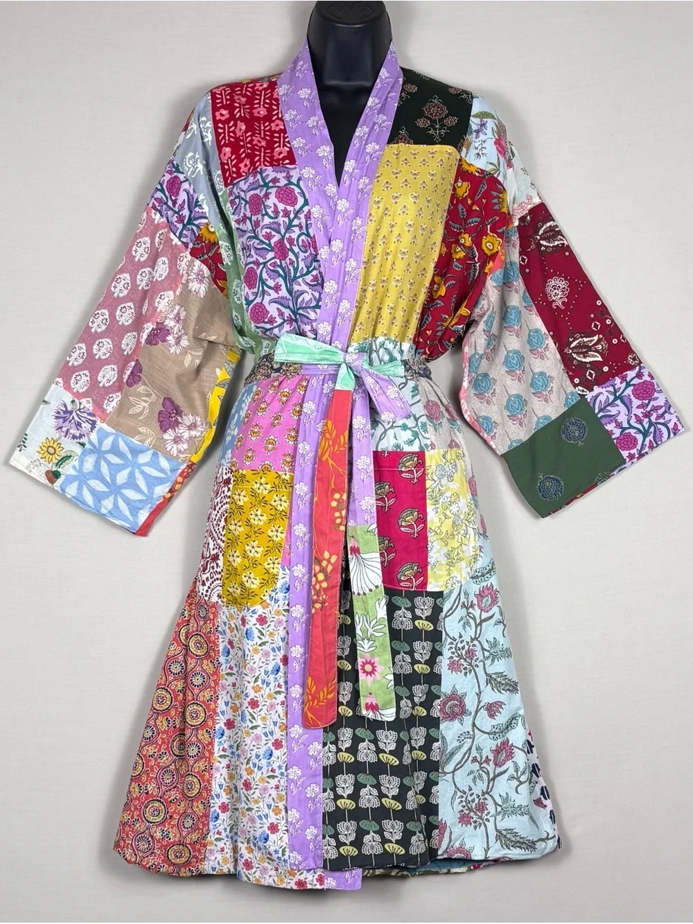 Patchwork Cotton Kimono Robe - Multicolor
